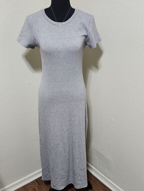 Mimosa Grey Short Sleeve Crewneck Maxi Dress - Sz L EUC Tshirt Capsule Staple